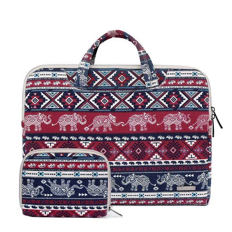11.6 Inch Simple Business Laptop Bag | With Liner | LS-116 | Canvas | Colourful Leaves | Blue