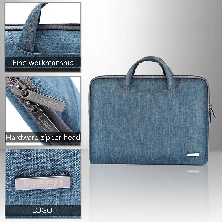 11.6 Inch Simple Business Laptop Bag | With Liner | LS-116 | Canvas | Colourful Leaves | Blue