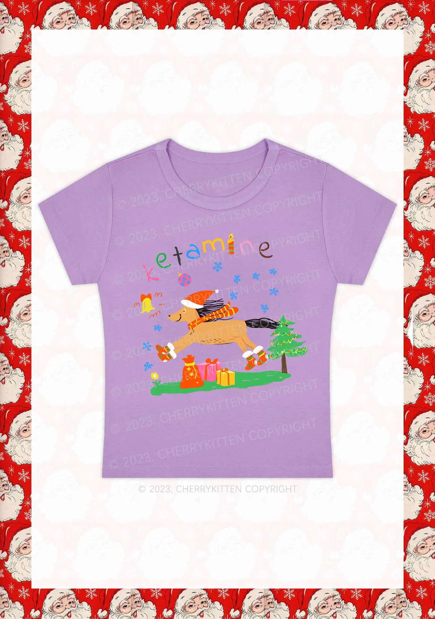 Christmas Snowflake Pony Y2K Baby Tee Cherrykitten