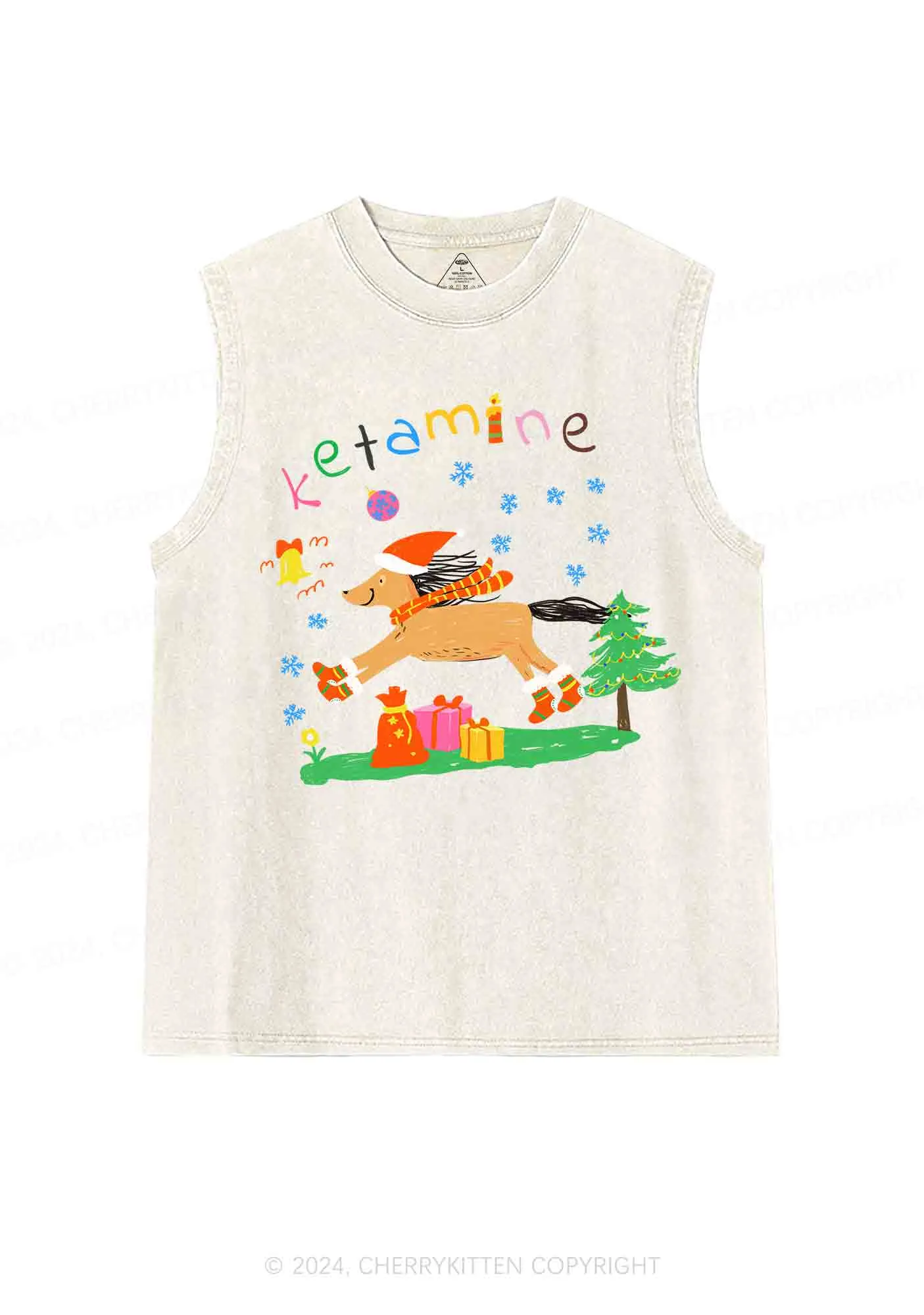 Christmas Snowflake Pony Y2K Washed Tank Cherrykitten
