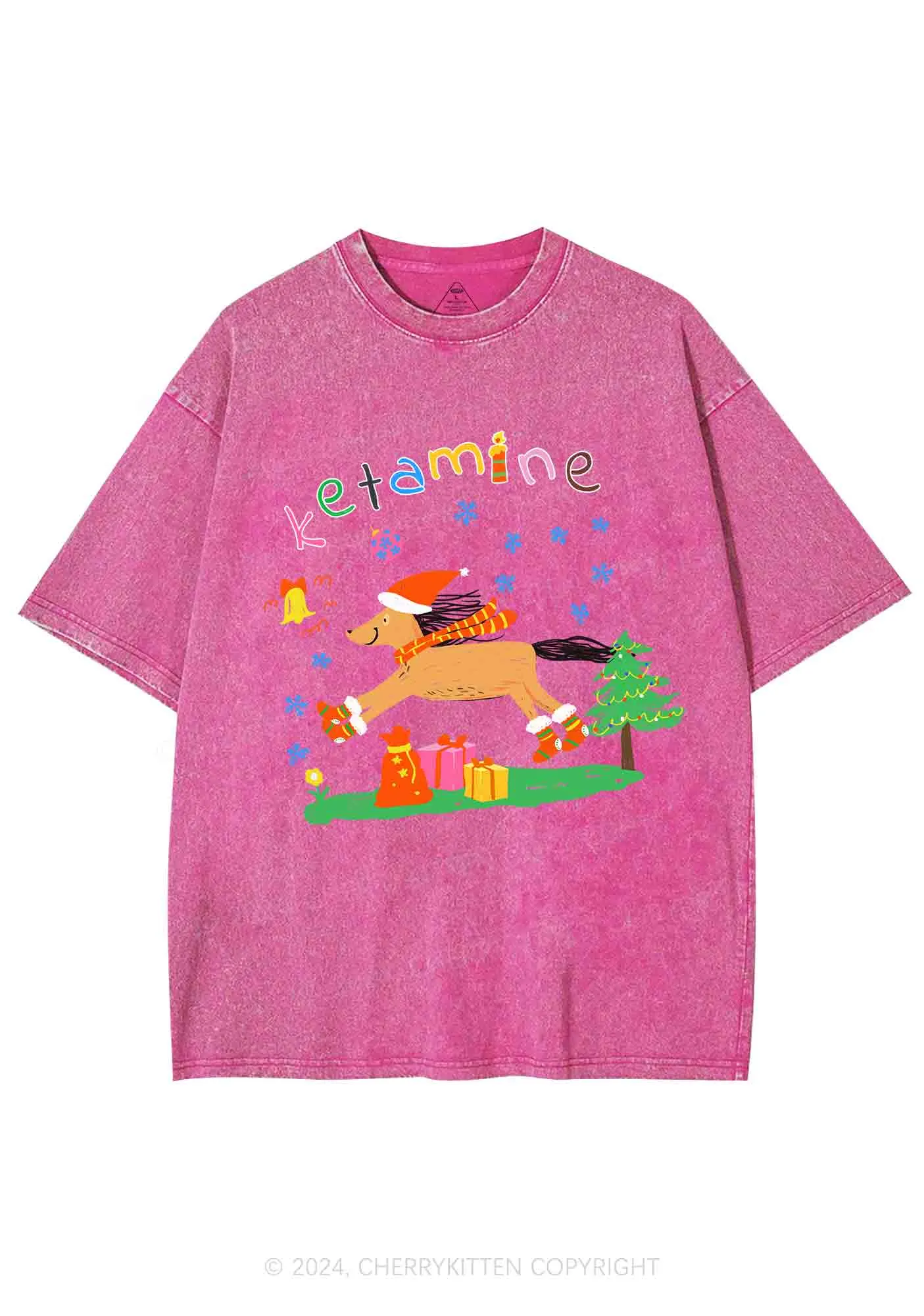 Christmas Snowflake Pony Y2K Washed Tee Cherrykitten
