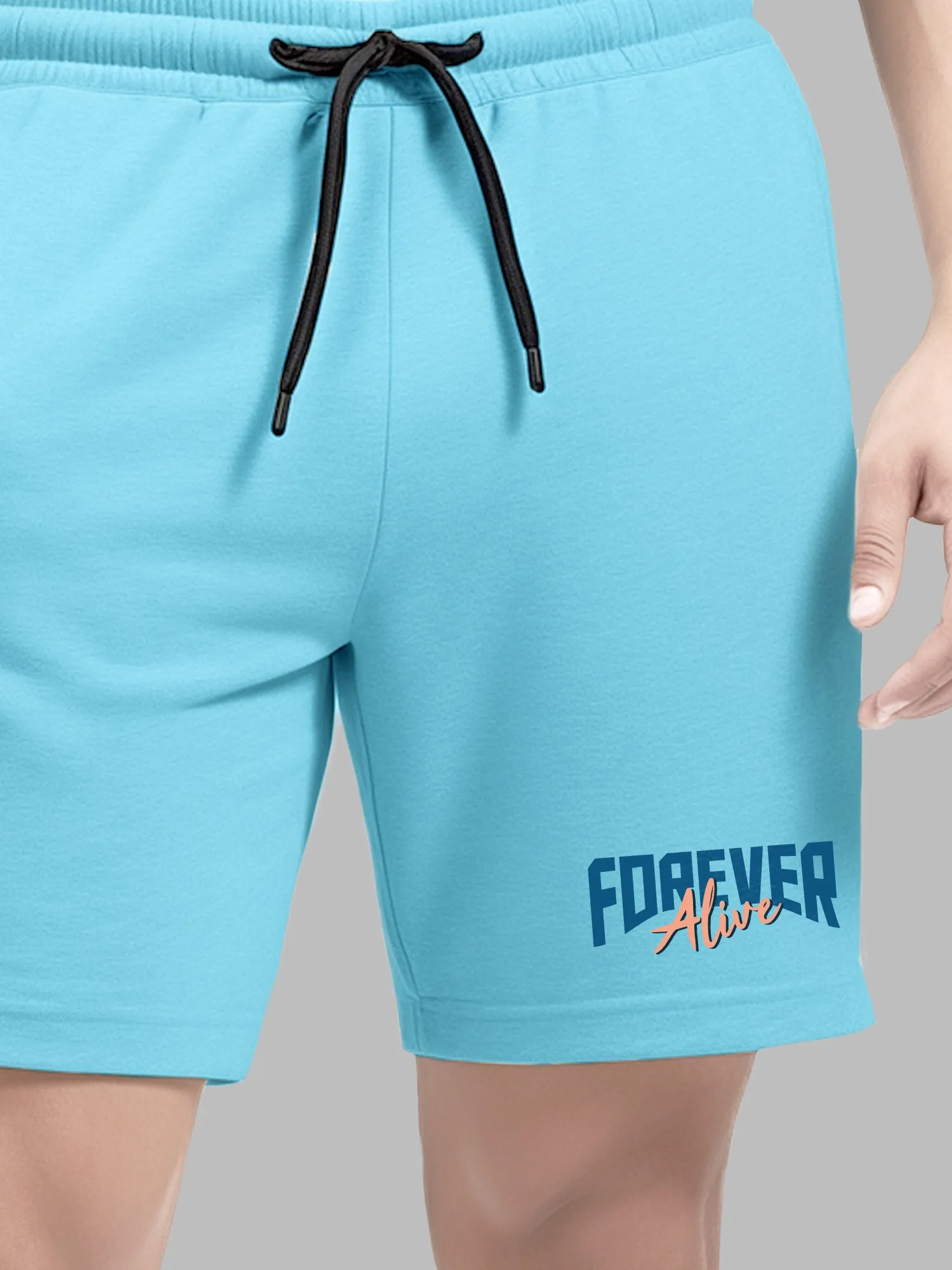 Forever Alive Cotton Mens T Shirt and Shorts Combo Set (Plus Size)