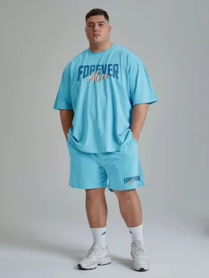 Forever Alive Cotton Mens T Shirt and Shorts Combo Set (Plus Size)