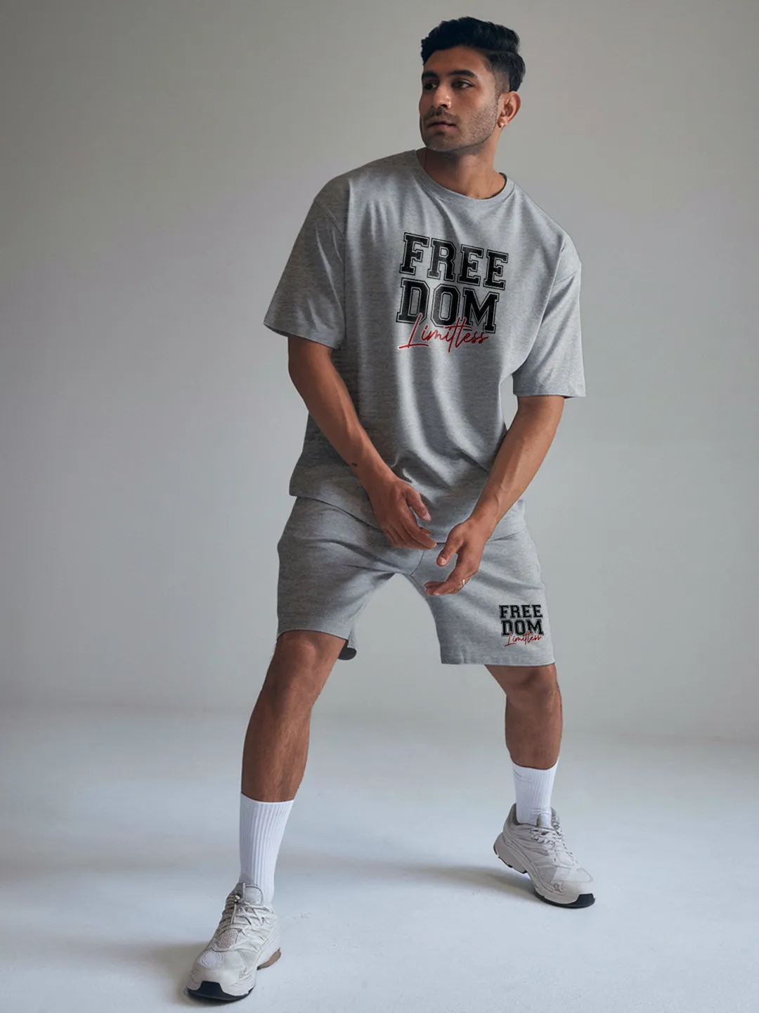 Freedom Cotton Mens T Shirt and Shorts Combo Set