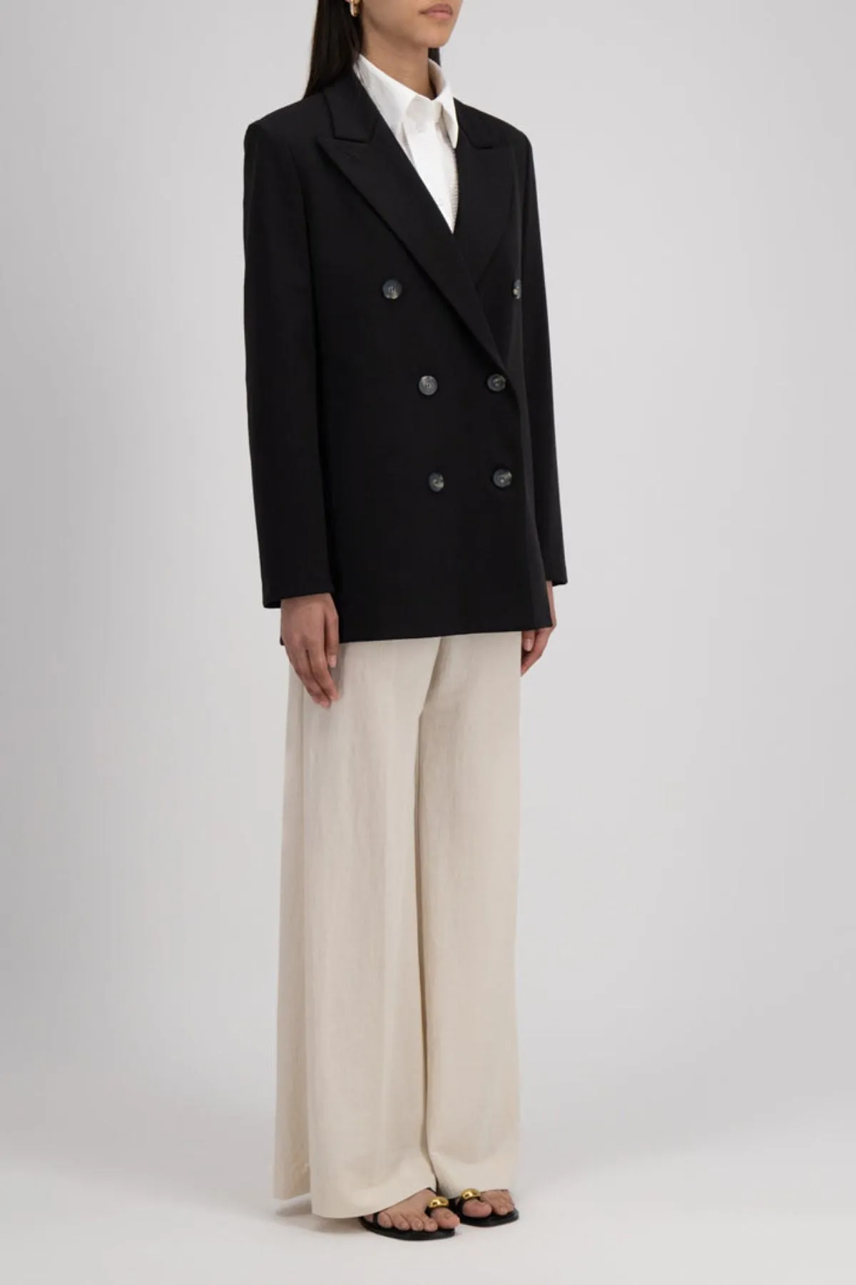 Harris Wharf Slouchy Peacoat Techno Viscose - Black