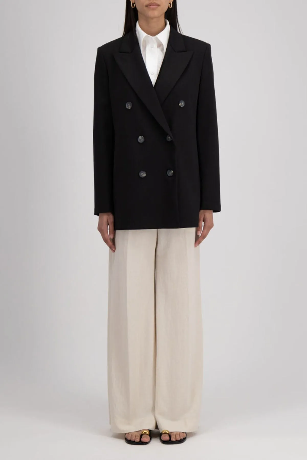 Harris Wharf Slouchy Peacoat Techno Viscose - Black