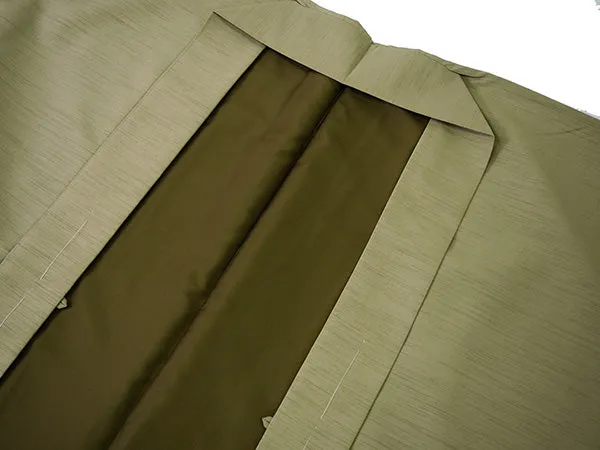 Men's Kimono Long Haori Jacket Coordinate Set - Grass Green 174~183cm