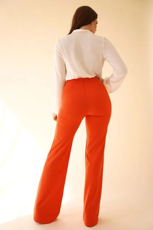 MIMI HIGH WAISTED PANT- Tangerine Orange