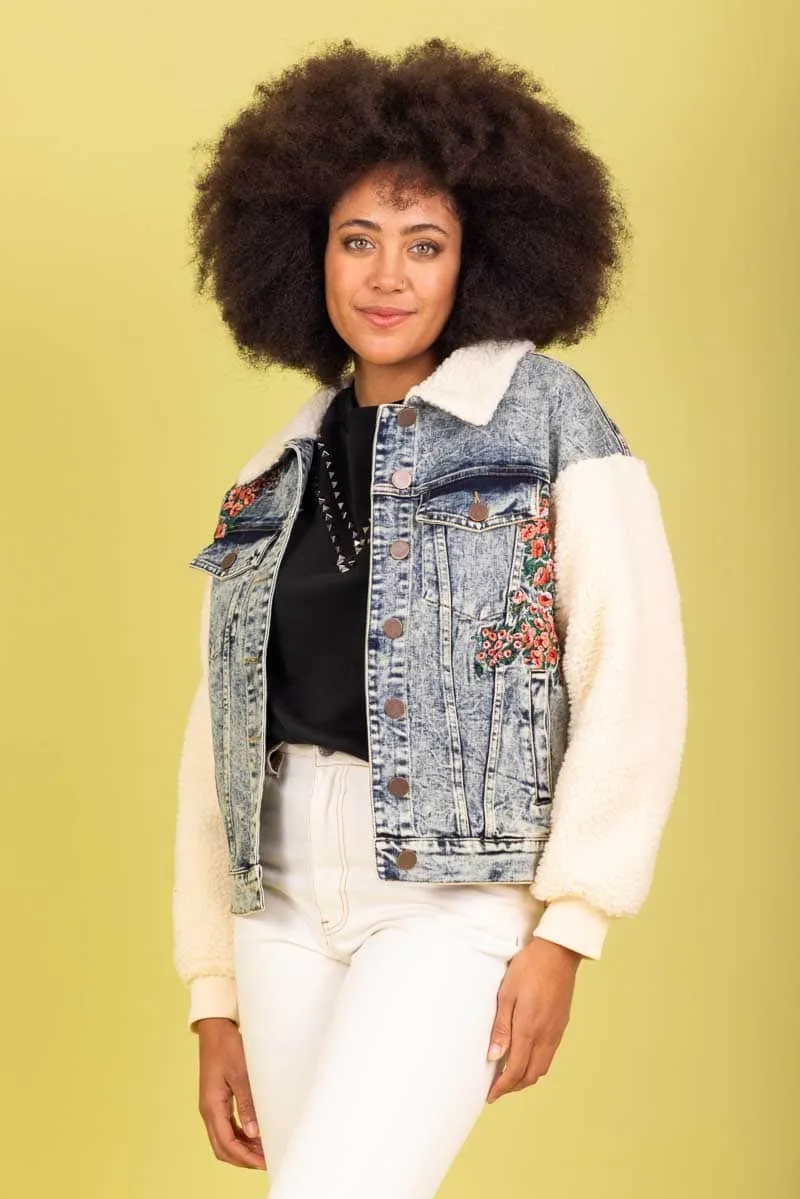 Portia Denim Sherpa Jacket Cotton