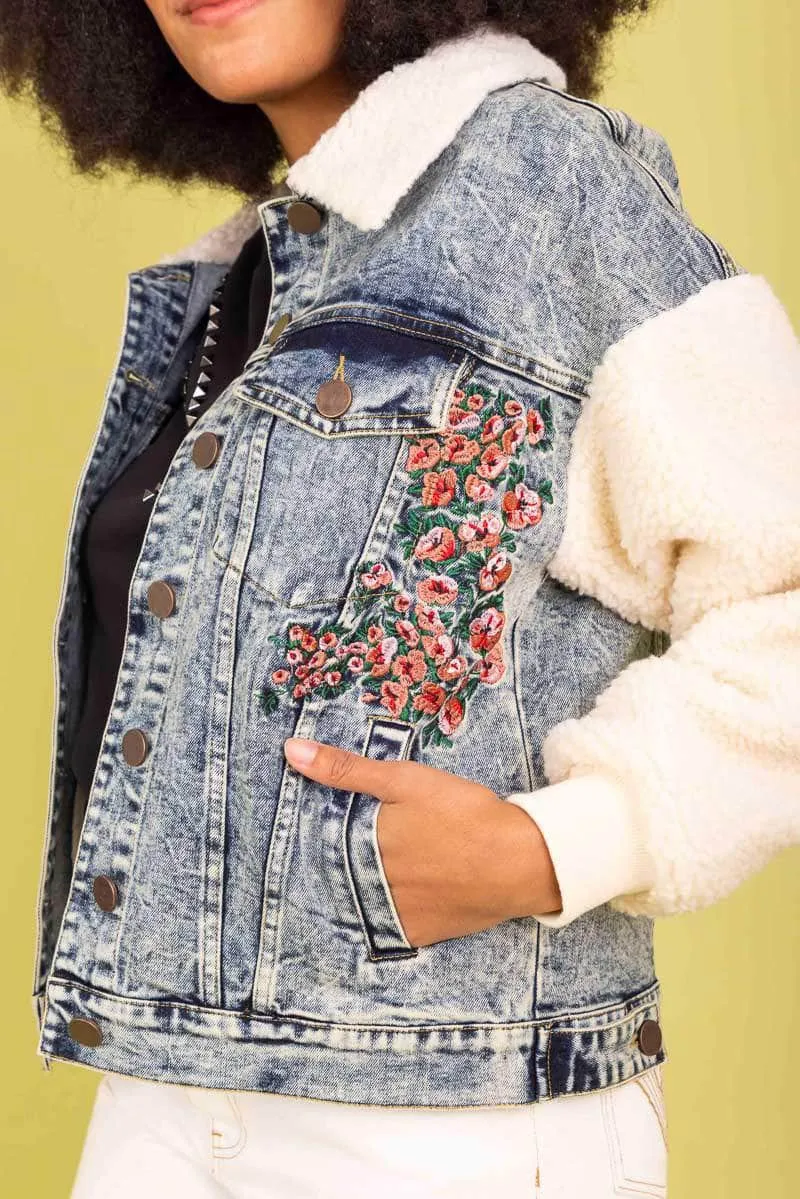 Portia Denim Sherpa Jacket Cotton