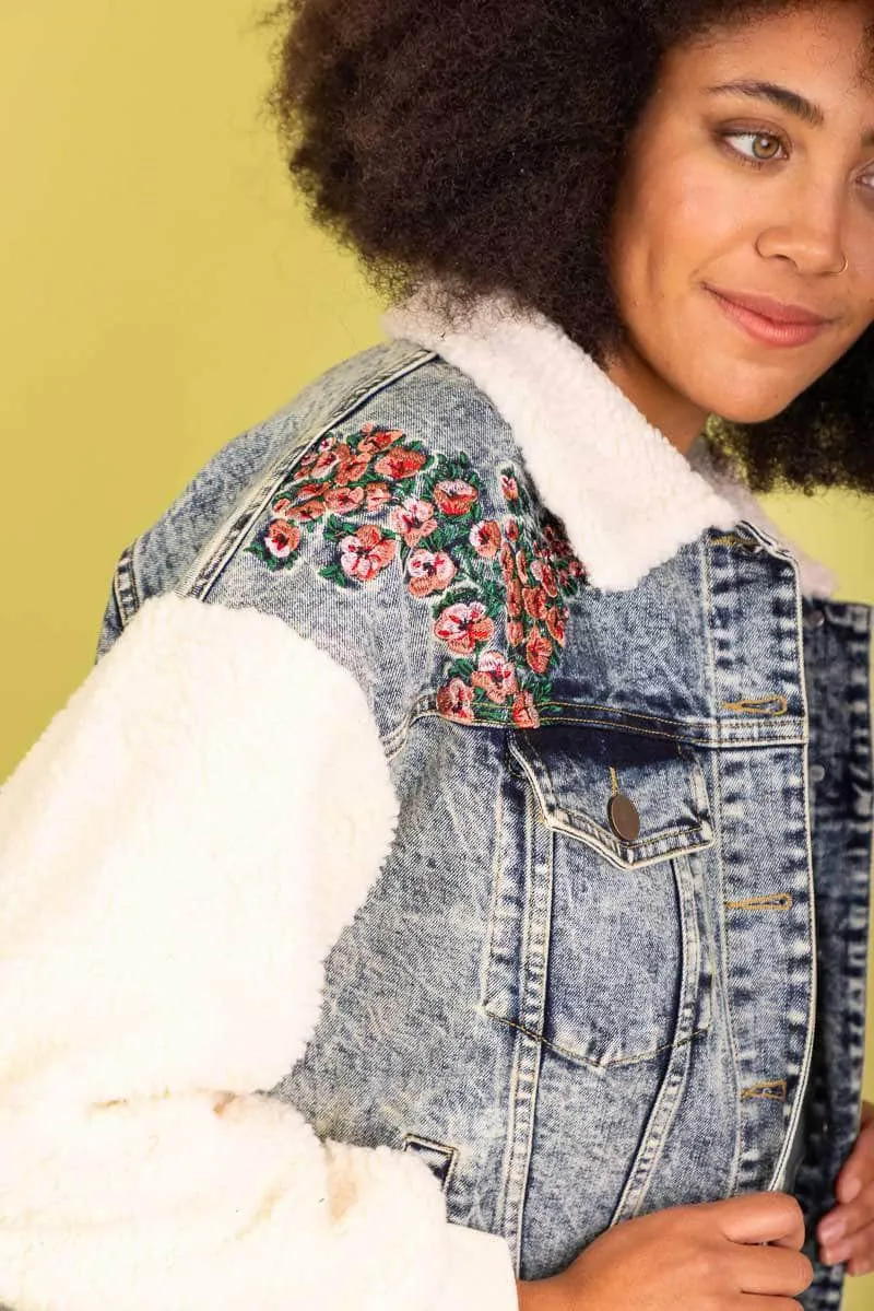 Portia Denim Sherpa Jacket Cotton