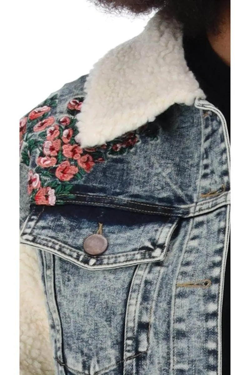 Portia Denim Sherpa Jacket Cotton