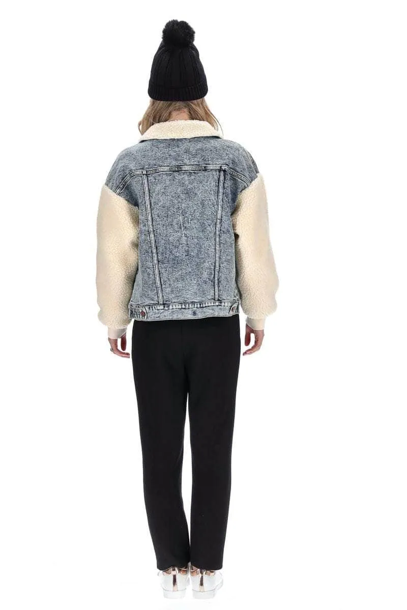 Portia Denim Sherpa Jacket Cotton
