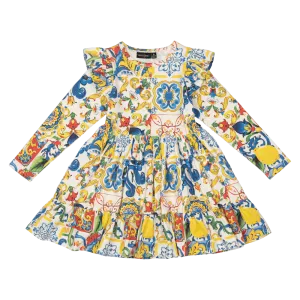 Rock Your Baby Long Sleeve Ruffle Dress - Sicily