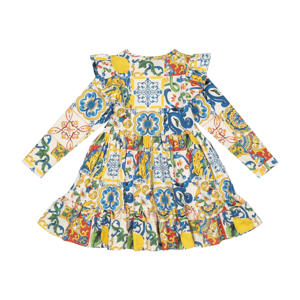 Rock Your Baby Long Sleeve Ruffle Dress - Sicily