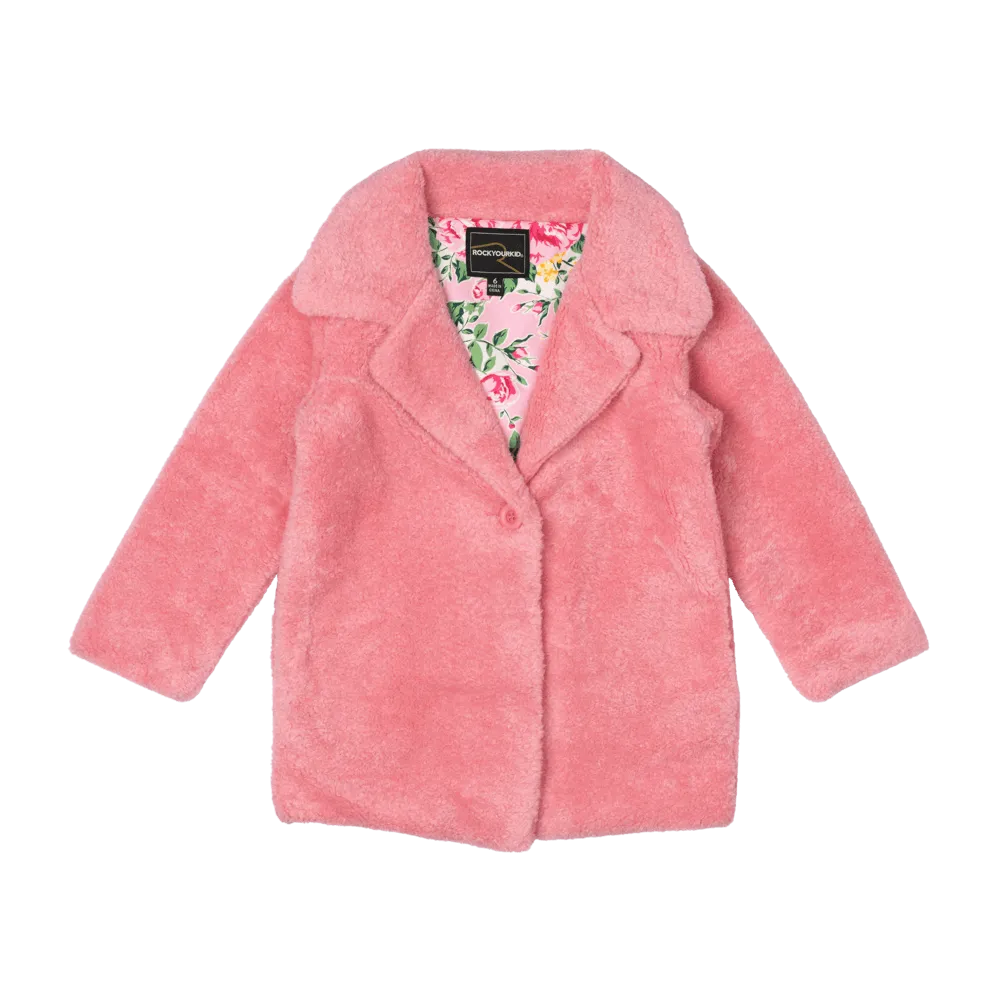 Rock Your Baby Pink Faux Sherpa Jacket