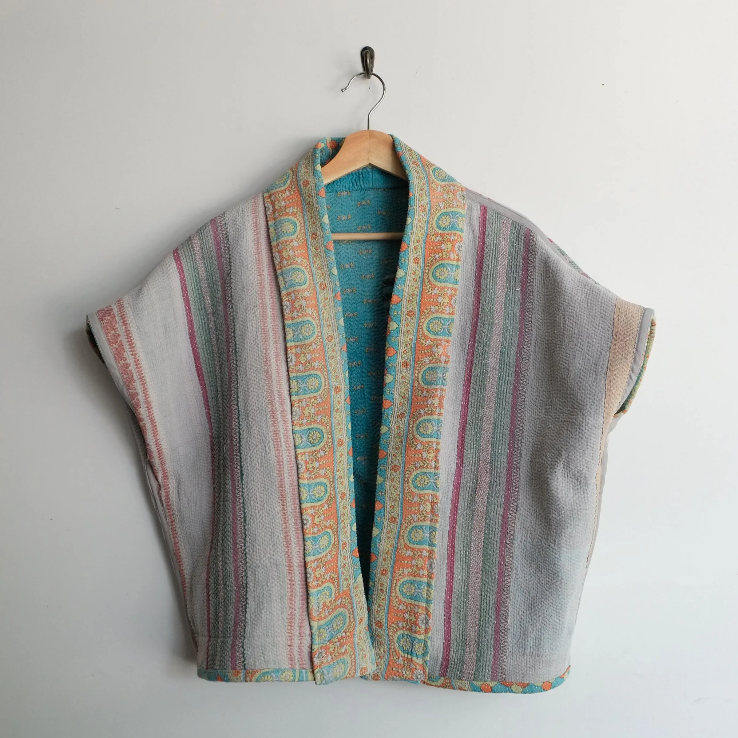 S Island Blue with Orange and Yellow Diamonds Anoushka Jacket SS054