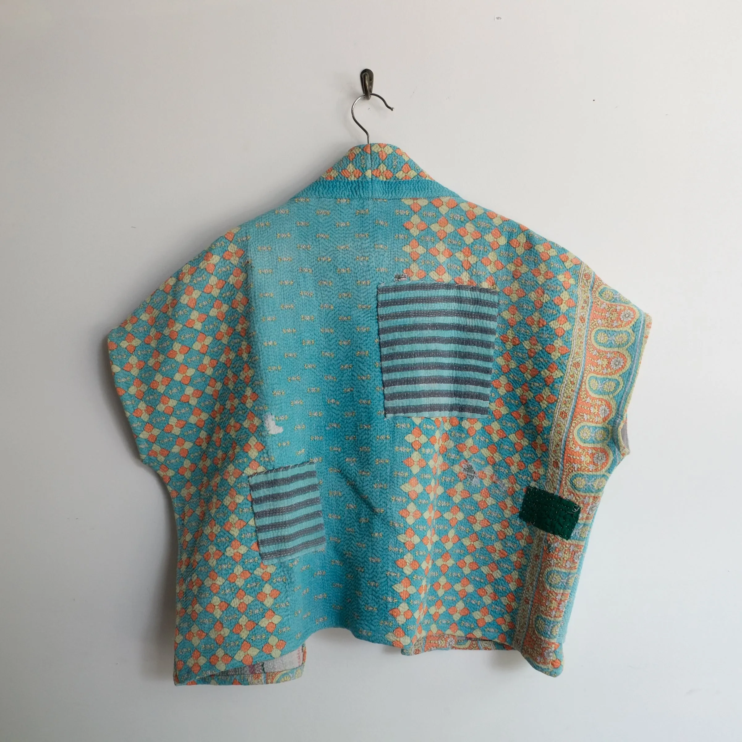 S Island Blue with Orange and Yellow Diamonds Anoushka Jacket SS054
