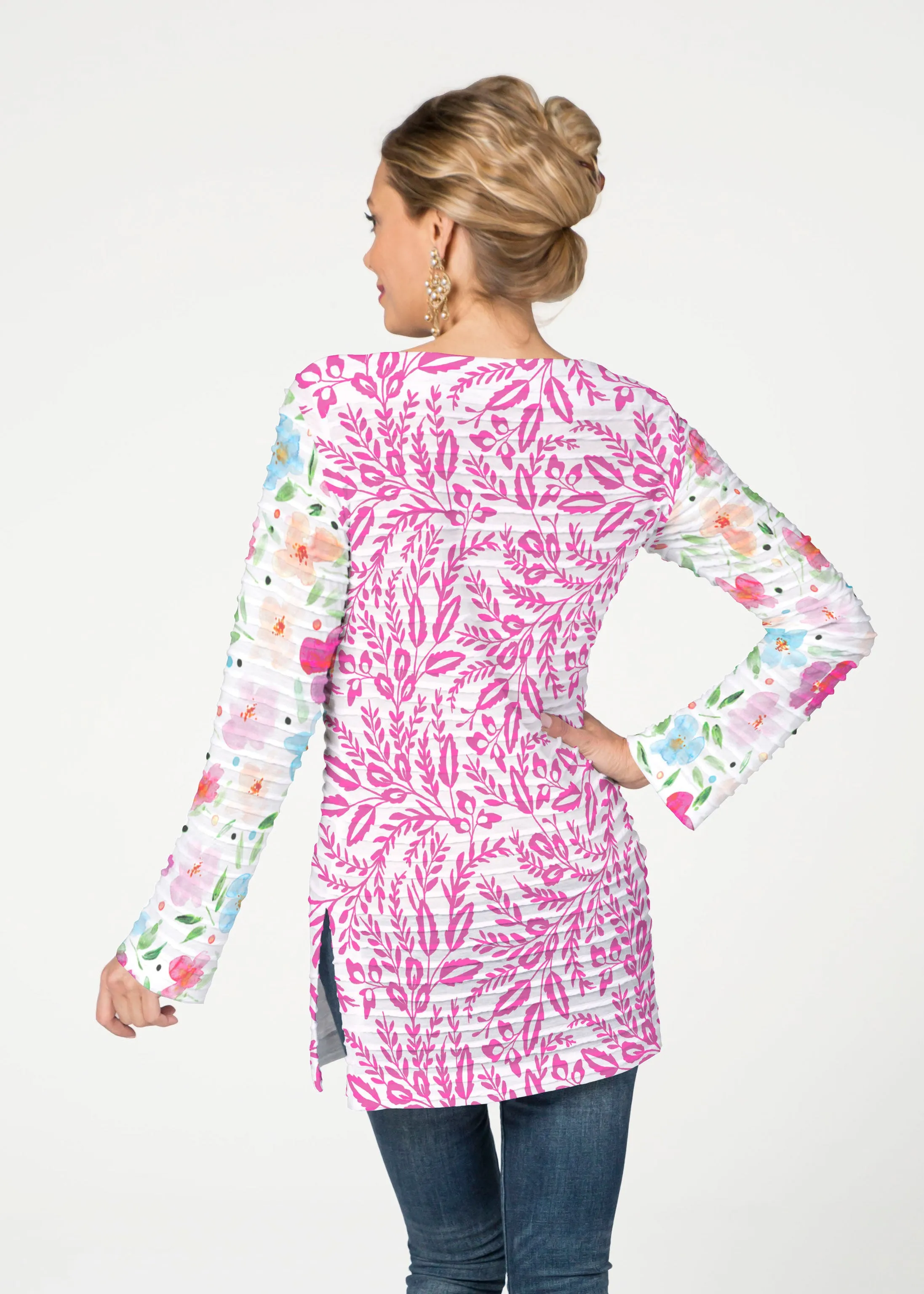 Vibrant Meadow (8026) ~ Banded Boatneck Tunic