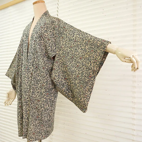 Vintage Haori Kimono Jacket Silk,karakusa (arabesque) pattern
