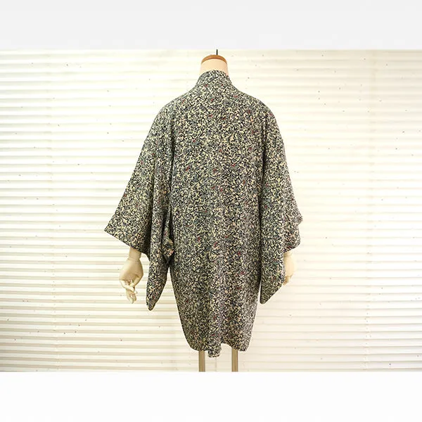 Vintage Haori Kimono Jacket Silk,karakusa (arabesque) pattern
