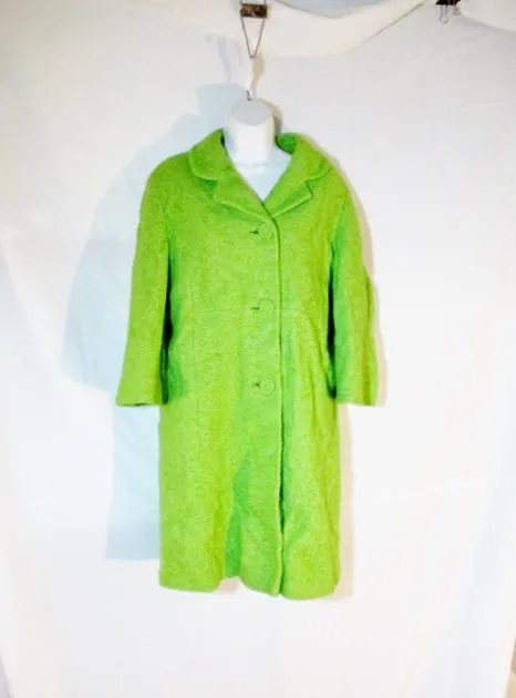 Vintage HOCKANUM STEVENS FABRIC  jacket coat Peacoat M GREEN LIME