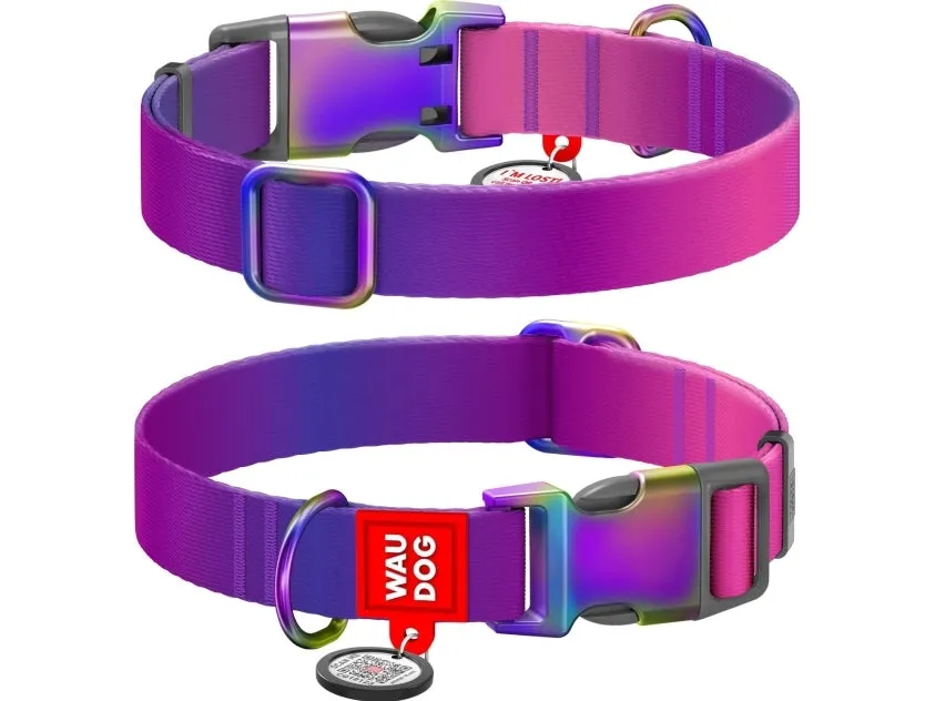 WAUDOG recycled Nylon dog collar with QR code