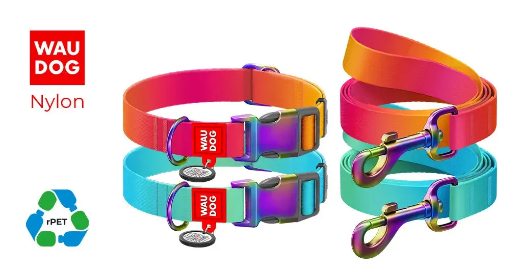WAUDOG recycled Nylon dog collar with QR code