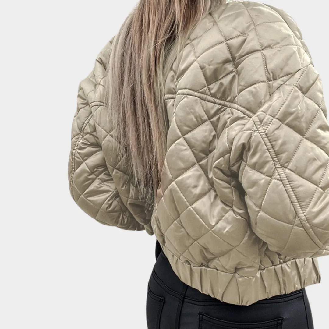 Women's Quilted Puffer Jacket  Short MA1 Style  Sequin Angel Wings  Warm & Stylish  Multiple Colours