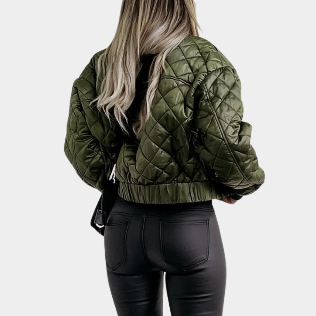 Women's Quilted Puffer Jacket  Short MA1 Style  Sequin Angel Wings  Warm & Stylish  Multiple Colours