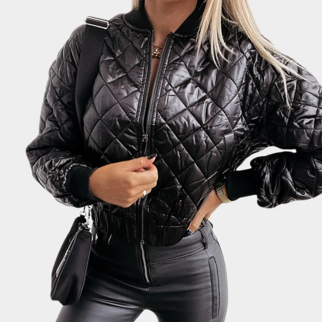 Women's Quilted Puffer Jacket  Short MA1 Style  Sequin Angel Wings  Warm & Stylish  Multiple Colours