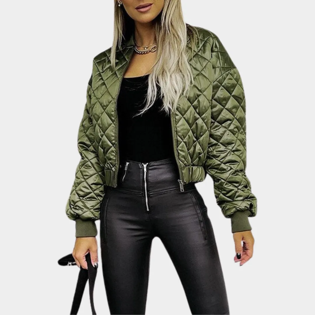 Women's Quilted Puffer Jacket  Short MA1 Style  Sequin Angel Wings  Warm & Stylish  Multiple Colours