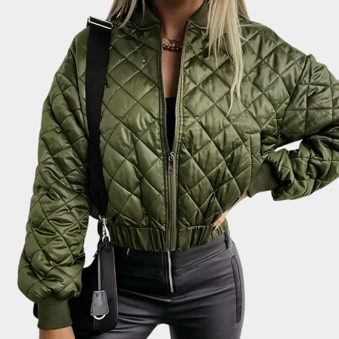 Women's Quilted Puffer Jacket  Short MA1 Style  Sequin Angel Wings  Warm & Stylish  Multiple Colours