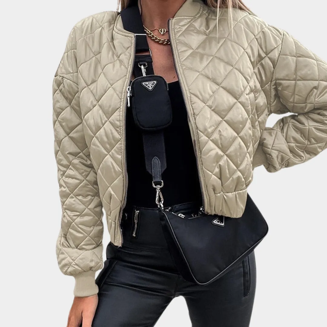 Women's Quilted Puffer Jacket  Short MA1 Style  Sequin Angel Wings  Warm & Stylish  Multiple Colours