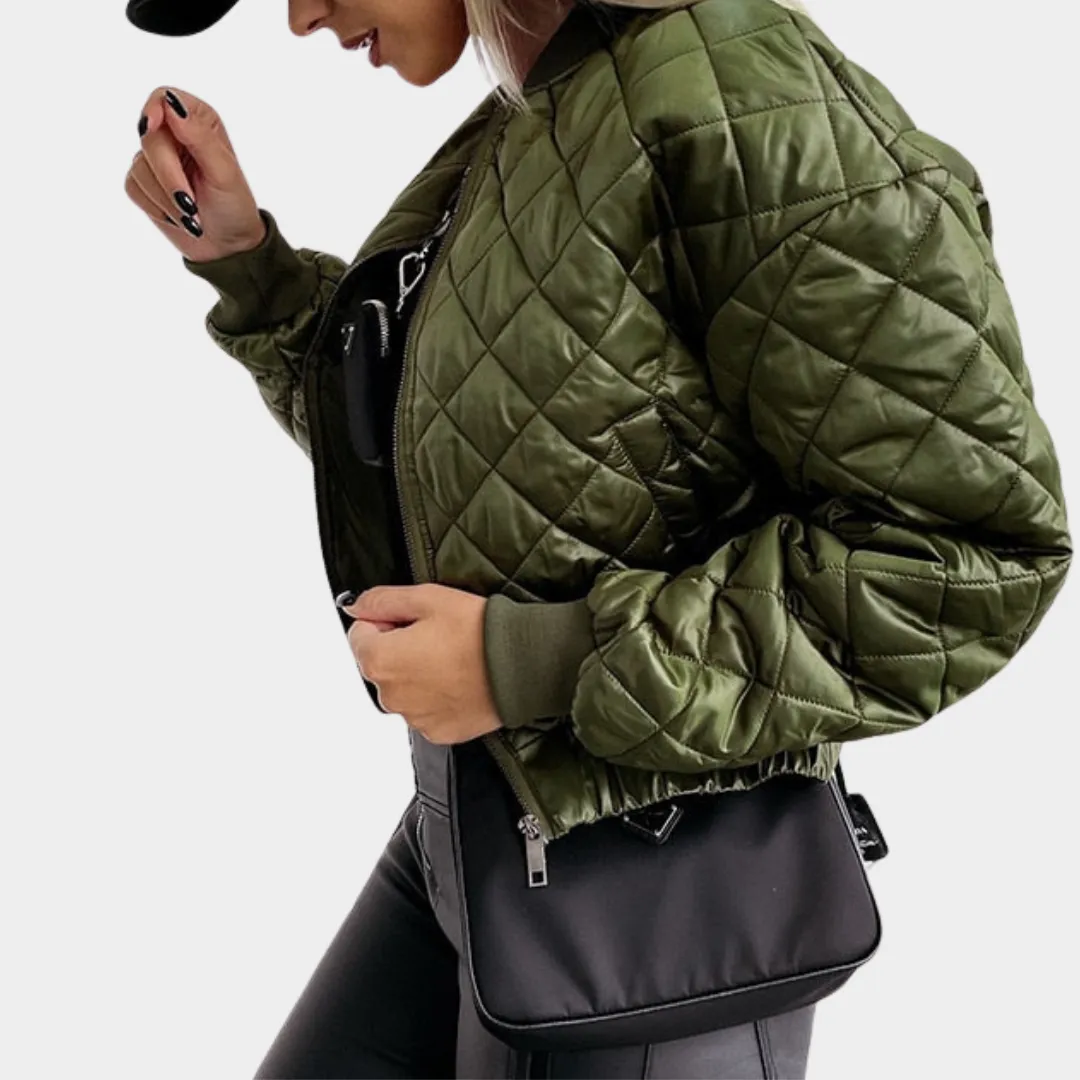 Women's Quilted Puffer Jacket  Short MA1 Style  Sequin Angel Wings  Warm & Stylish  Multiple Colours