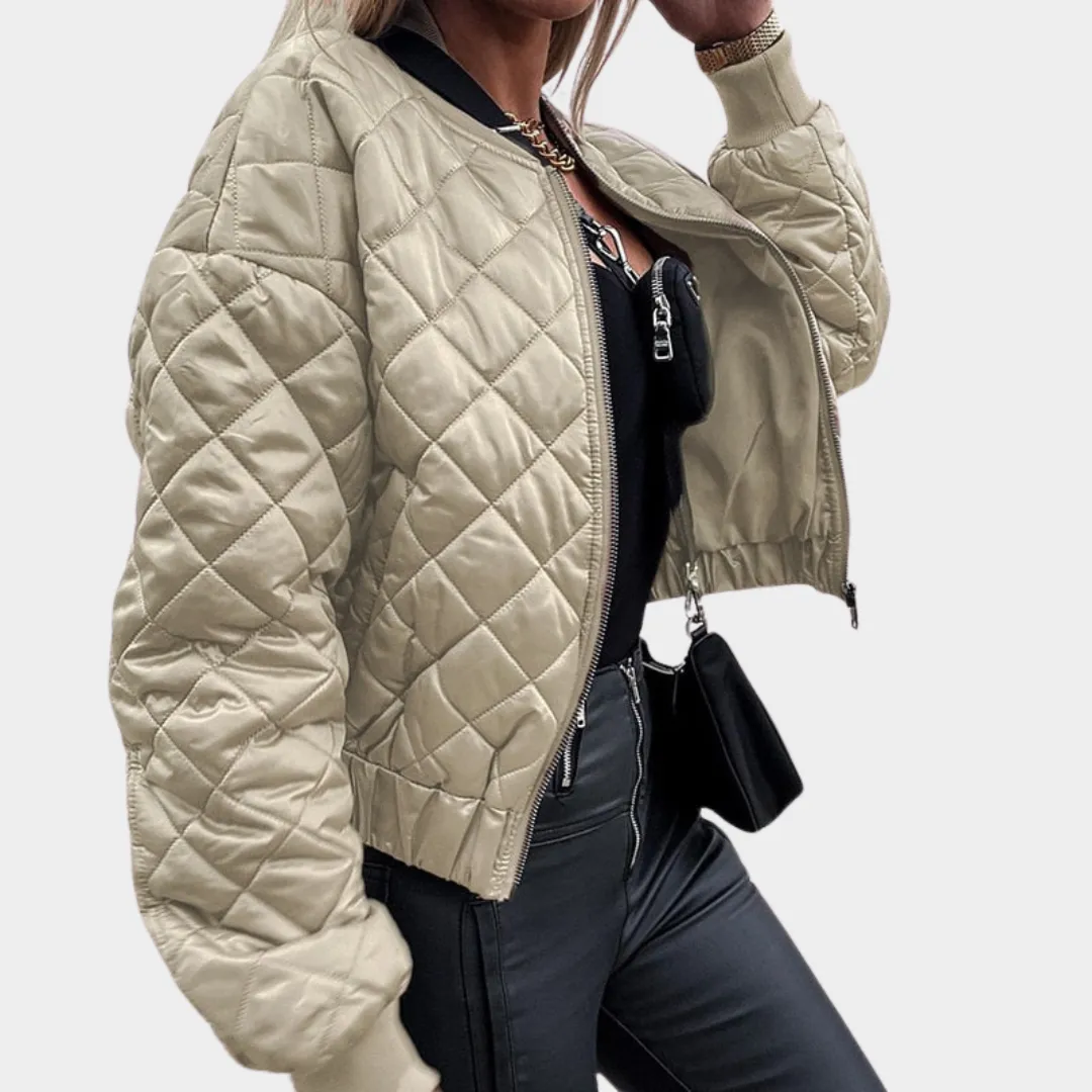Women's Quilted Puffer Jacket  Short MA1 Style  Sequin Angel Wings  Warm & Stylish  Multiple Colours