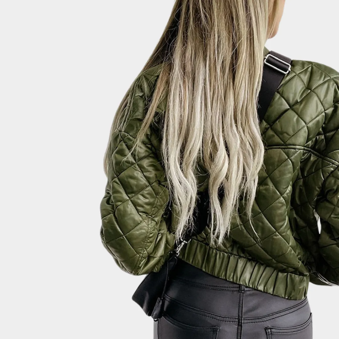 Women's Quilted Puffer Jacket  Short MA1 Style  Sequin Angel Wings  Warm & Stylish  Multiple Colours