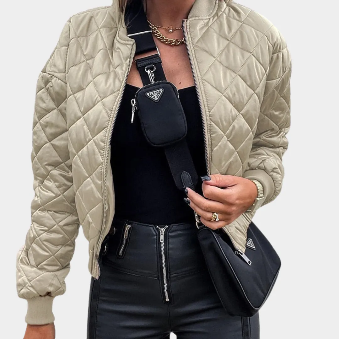 Women's Quilted Puffer Jacket  Short MA1 Style  Sequin Angel Wings  Warm & Stylish  Multiple Colours