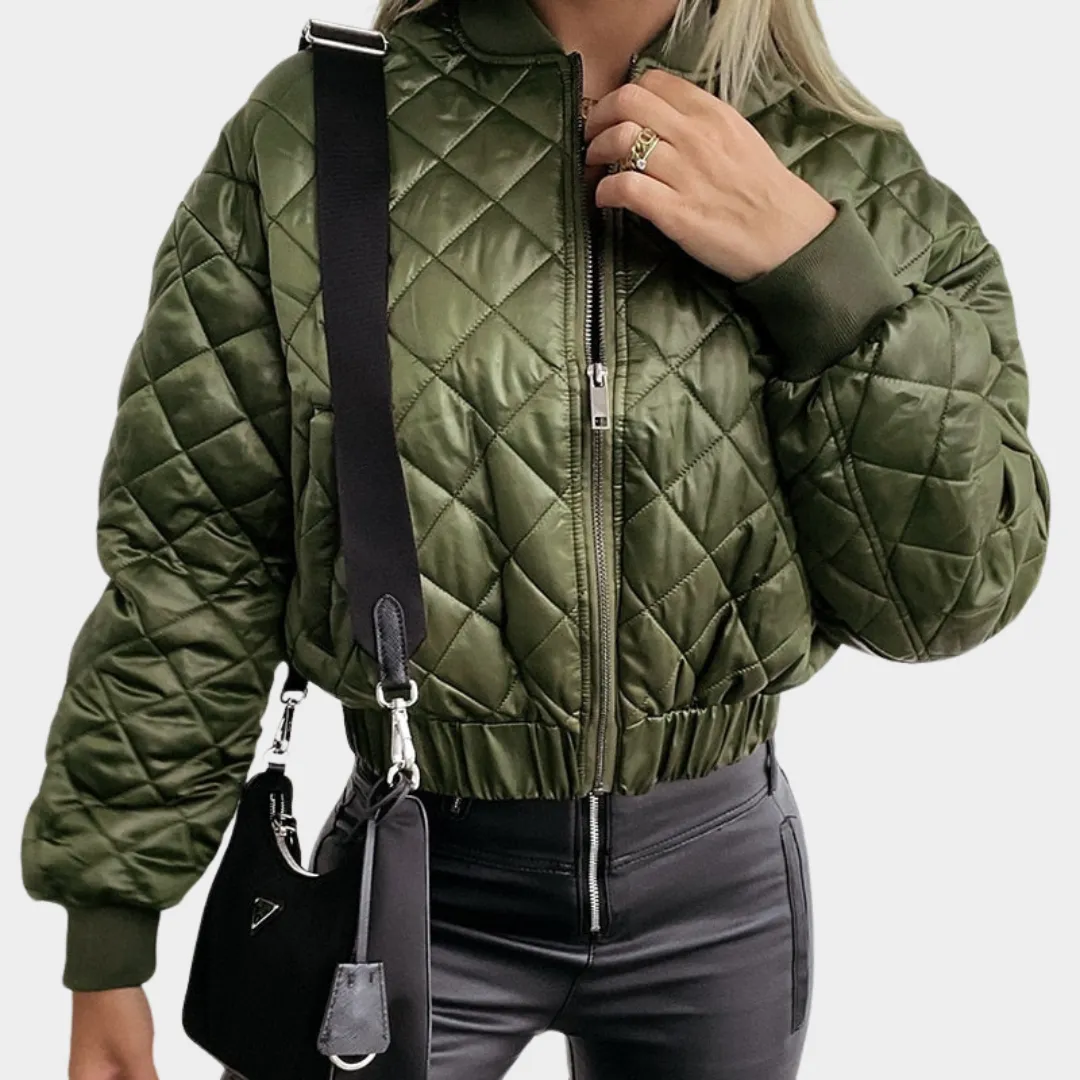Women's Quilted Puffer Jacket  Short MA1 Style  Sequin Angel Wings  Warm & Stylish  Multiple Colours
